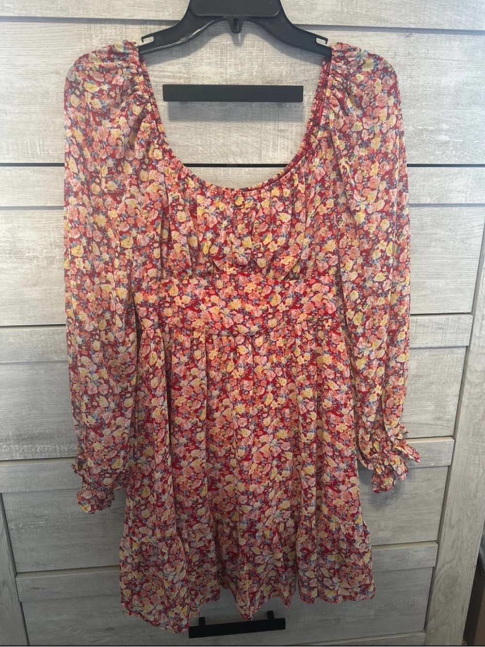 Floral Ruffle Dress - Red Multi - Picture 9 of 9